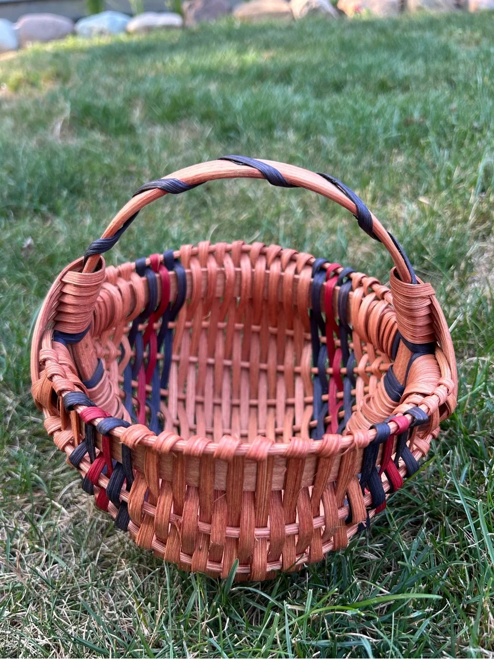 Handwoven Natural Brown Wicker Buttocks Basket with Handle